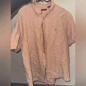 Peach Textured Linen-Blend Shirt – Size L (Sobrino)